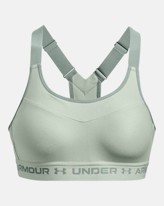 Women's Armour® High Crossback Sports Bra in Green image number 9